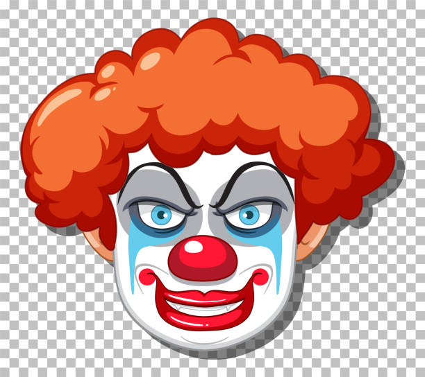 Scary clown head on grid background Scary clown head on grid background illustration scary clown mouth stock illustrations
