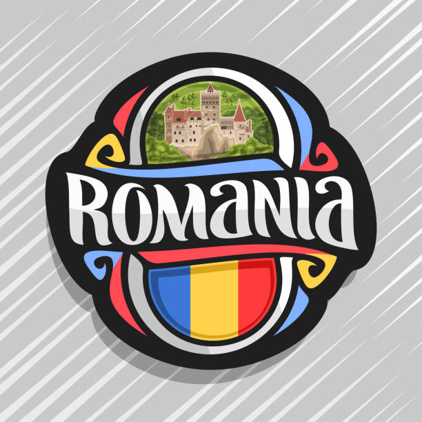 ilustraciones, imágenes clip art, dibujos animados e iconos de stock de vector de logotipo de rumania - romania romanian culture romanian flag flag