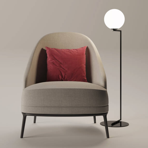 istock Armchair with a red pillow on a white background. 3D rendering. 1403215676