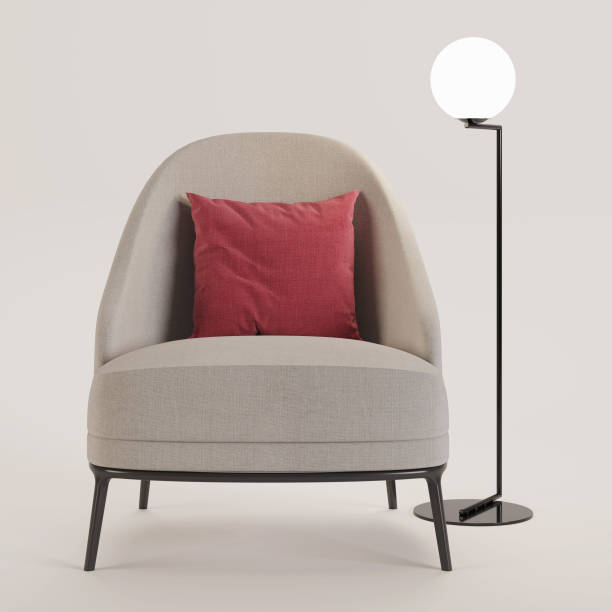 istock Armchair with a red pillow on a white background. 3D rendering. 1403215677
