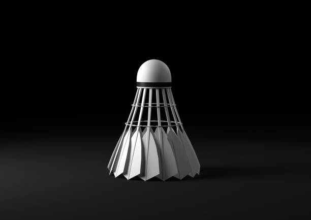 Shuttlecock on black background Shuttlecock on black background. 3d rendering illustration shuttlecock stock pictures, royalty-free photos & images