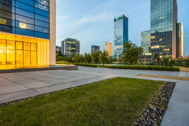 istock Empty street with modern buildings in downtown 1403219191