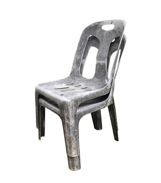 istock Old plastic chair isolated on white background 1403219503