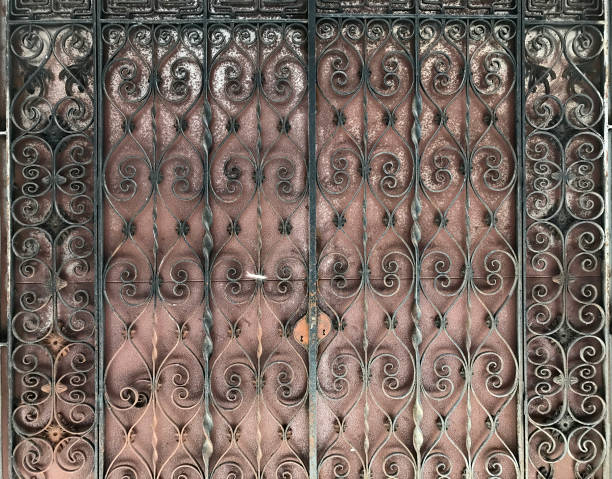 istock Beautiful ornate wrought iron security doors 1403219544