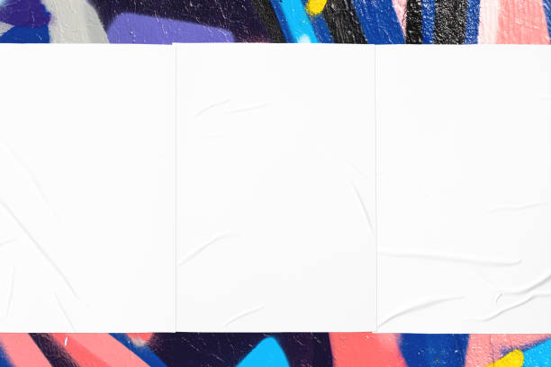 istock colorful urban wall texture with three wrinkled glued poster templates 1403220210