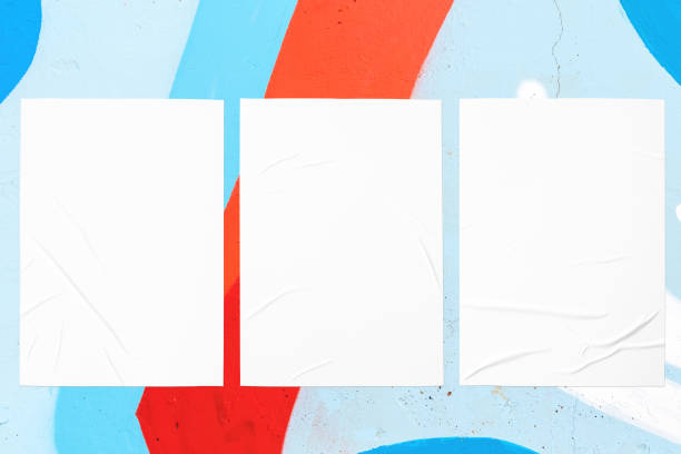 istock colorful urban wall texture with three wrinkled glued poster templates 1403220916
