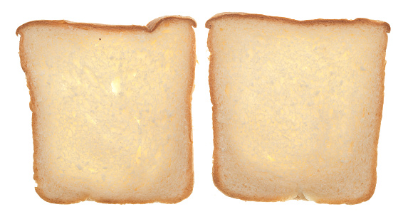 Two bread slices isolated on white background