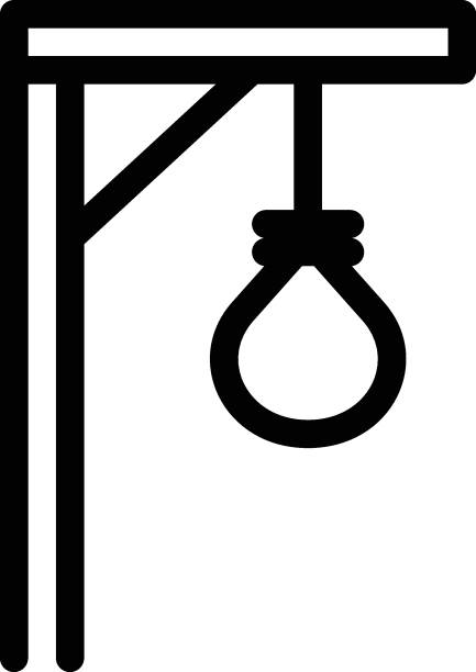 gallows gallows Vector illustration on a transparent background. Premium quality symmbols. Thin line vector icons for concept and graphic design. silhouette of the hanging noose stock illustrations