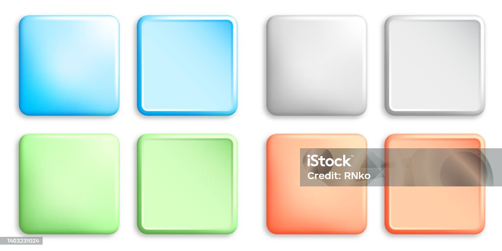 Button Color Square Set Of Square Multi Colored Buttons With Rounded Corners Elements For ...