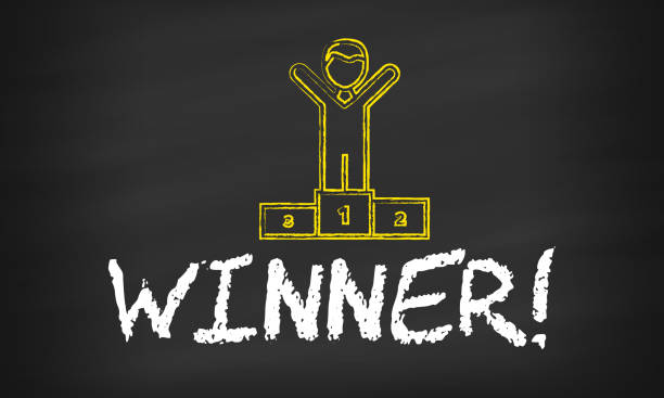 Winner on blackboard. Chalk sign.