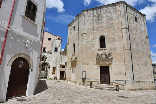 A small square in the historic district of Galatina, a village in the province of Lecce