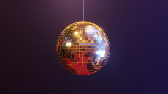 Disco ball reflecting light and shining, 3d render