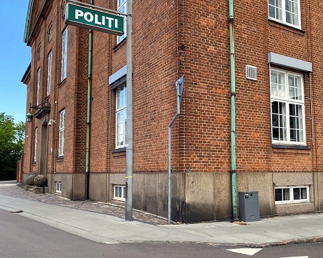 The photo was taken outside the police station, June 12th, 2022 down town Silkeborg, Denmark.