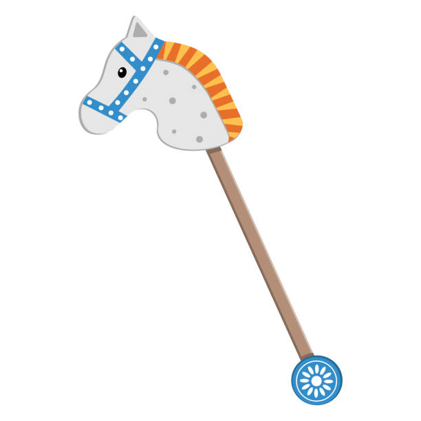istock Children's wooden horse for riding is an isolated vector illustration on a white background. 1403238563