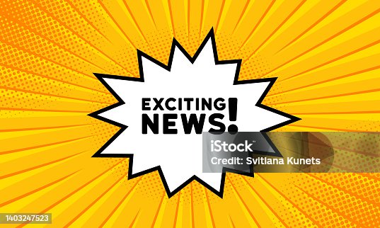 istock Speech bubble with Exciting news text. Boom retro comic style. Pop art style. Vector line icon for Business and Advertising 1403247523