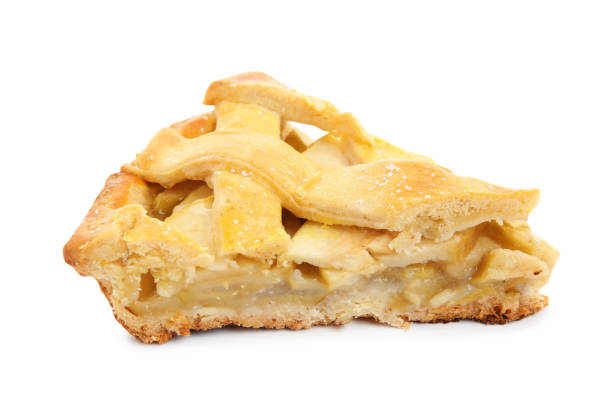 istock Slice of delicious traditional apple pie isolated on white 1403248926