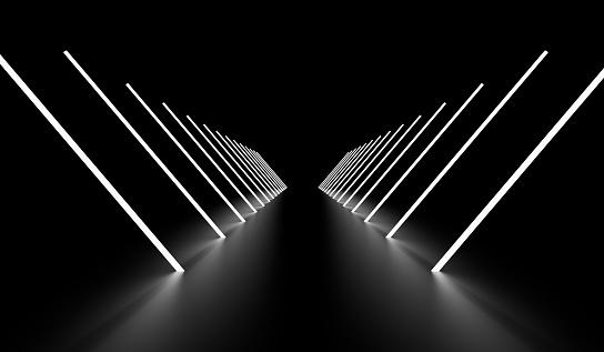 Abstract 3d neon tunnel. 3d rendering
