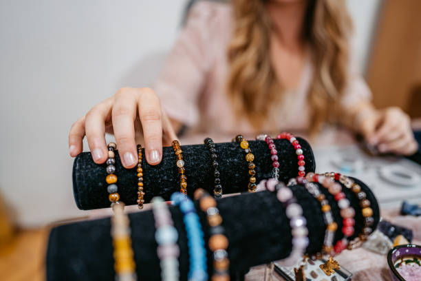 istock Young Woman Displaying Bead Bracelets 1403249592