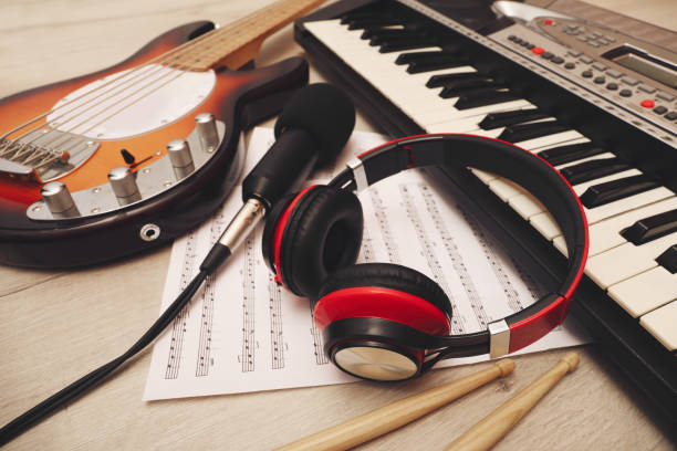 Free Stock Photo of Keyboard, Headphones, and Musical Equipment Setup ...