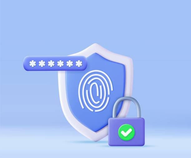 illustrazioni stock, clip art, cartoni animati e icone di tendenza di icona dell'impronta digitale di rendering 3d - fingerprint lock order accessibility
