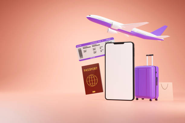 istock Mobile phone and travel icons 1403254707