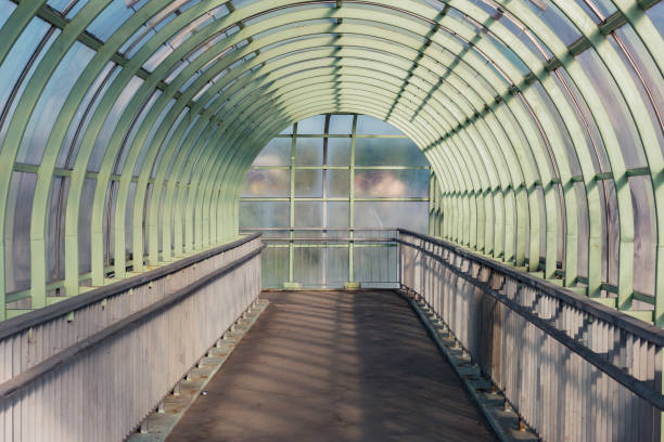 istock Metal and glass corridor. 1403256754