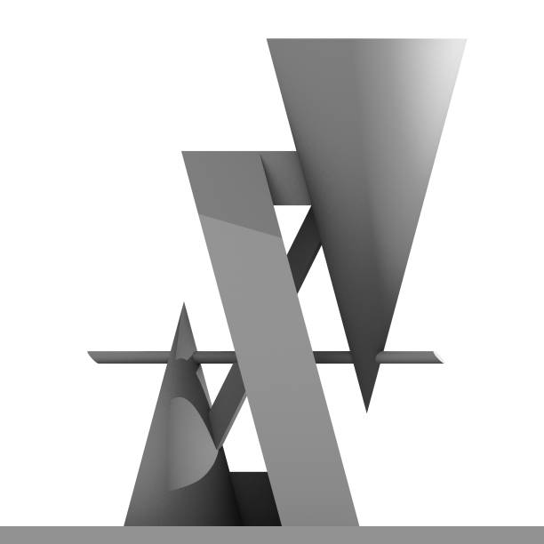istock Abstract modern sculpture. Design with cones and parallelogram. 1403257706