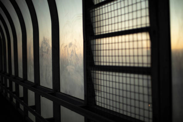 istock Inside tunnel. Window details. Light in city building. 1403261358