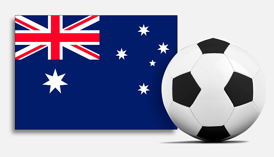 Blank Soccer ball with Australia national team flag.