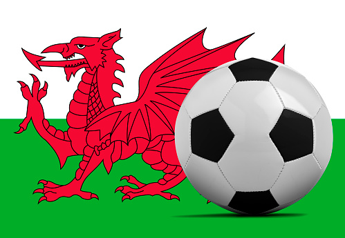 Blank Soccer ball with Wales national team flag.