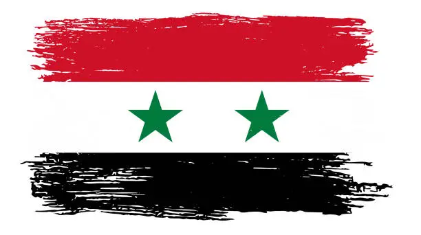 Vector illustration of Syria flag with brush paint textured  on png  background