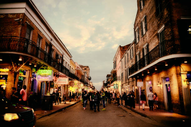 Mardi Gras in Bourbon street. Mardi Gras in Bourbon street, French Quarter, New Orleans, Louisiana. new orleans stock pictures, royalty-free photos & images
