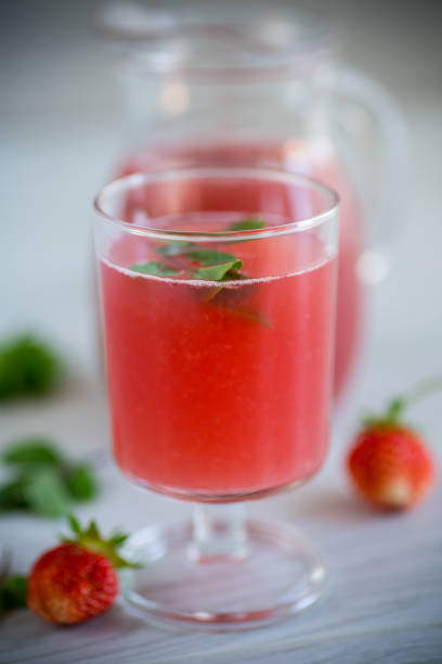 istock Cold summer strawberry kvass with mint in a glass 1403266253