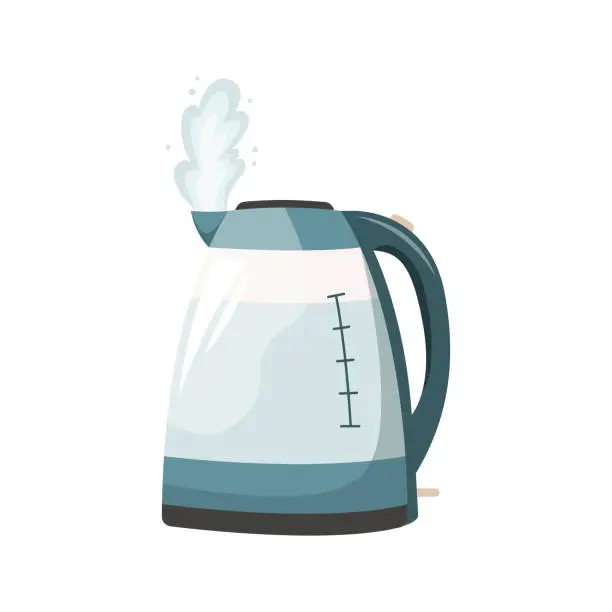 Vector illustration of Vector illustration of a modern boiling teapot.