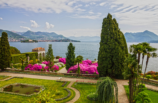 Stresa, Italy - June 15, 2022: Lago Maggiore, Italy. Isola Bella garden of Borromeo palace, Lombardy