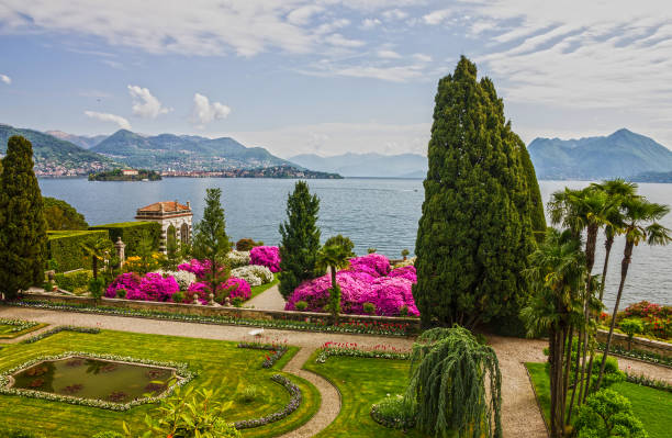 Lago Maggiore, Italy. Isola Bella garden of Borromeo palace, Lombardy stock photo