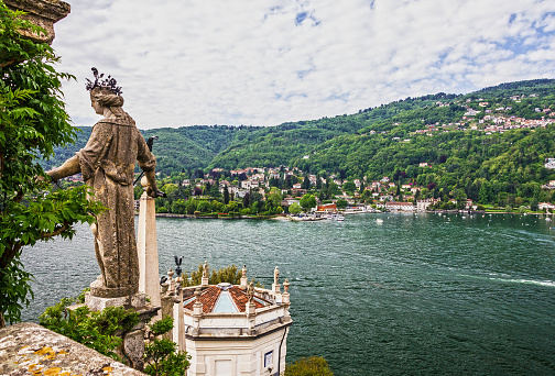 Stresa, Italy - June 15, 2022: Stresa lake view. Lombardy, Italy. Isola Bella island