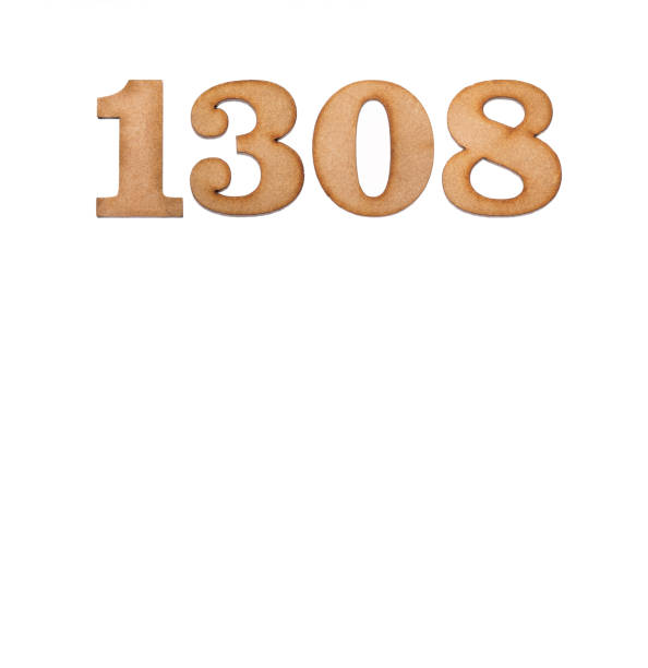 istock Number 1308 in wood, isolated on white background 1403266825