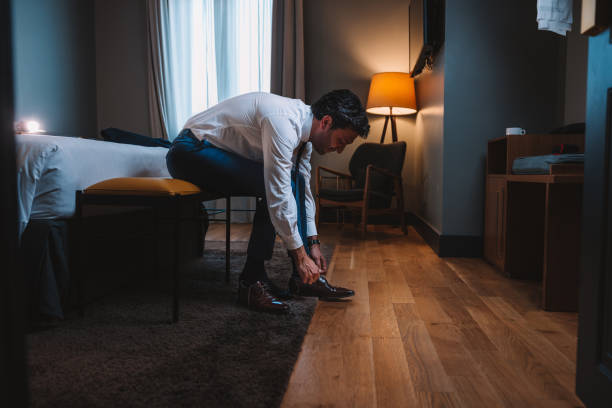 Elegant man is getting ready in the morning