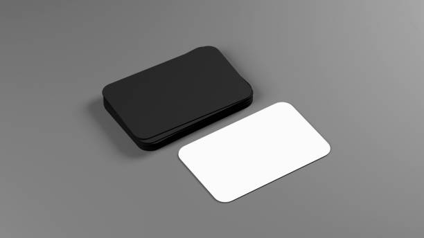 istock Black business cards blank mockup - template. 3d rendering 1403271954