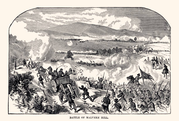 ilustrações de stock, clip art, desenhos animados e ícones de battle of malvern hill (xxxl with lots of details) - 1862