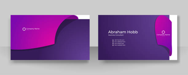 istock Modern simple purple violet business card design template with corporate style 1403278844