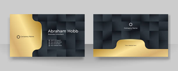 Modern simple black and gold business card design template with technology corporate style Modern simple black and gold business card design template with technology corporate style black and gold business cards stock illustrations
