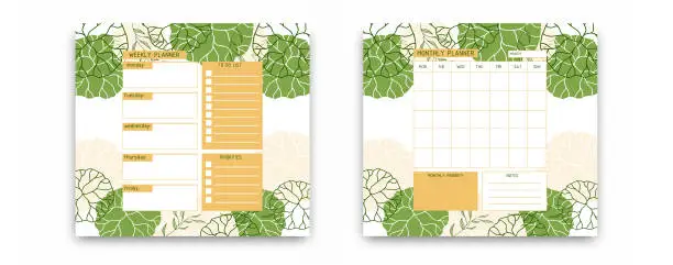 Vector illustration of Templates of a weekly planner, month planner.