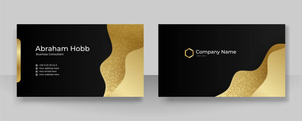 Modern simple luxury black and gold business card design template with corporate style Modern simple luxury black and gold business card design template with corporate style black and gold business cards stock illustrations