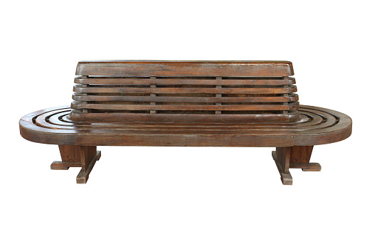 Wooden bench from a tree trunk for the garden