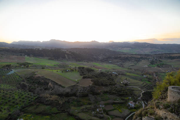 landscape of Ronda at sunset from viewpoint