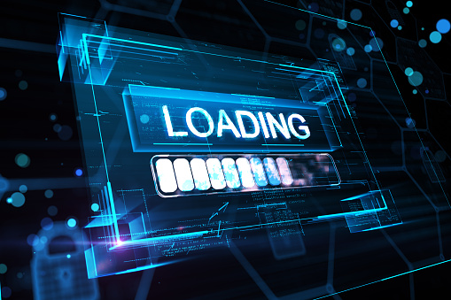 High Definition Loading Image High Speed Loading Data Concept With Perspective View On Digital White ...