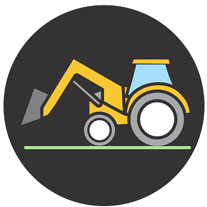 Modern Farm and Agriculture front end loader tractor icon concept