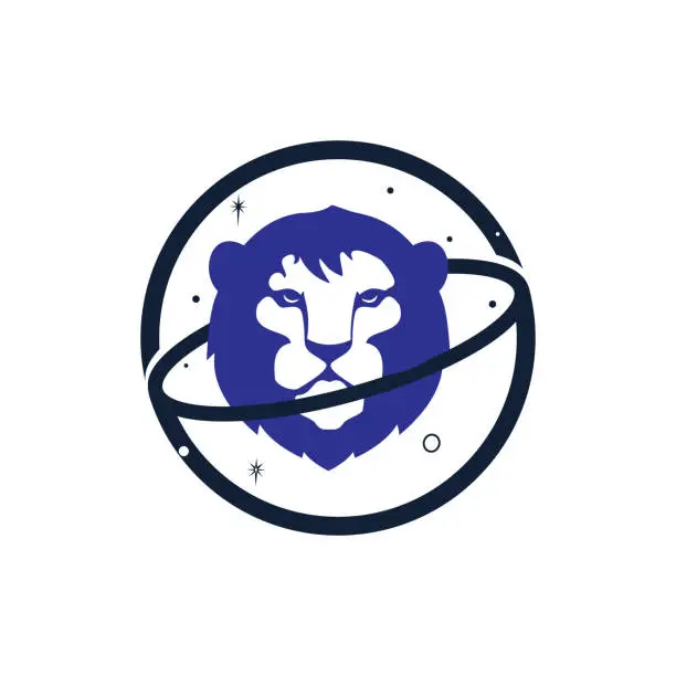 Vector illustration of Lion planet vector logo design template.